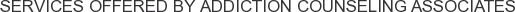 Services offered by Addiction Counseling Associates