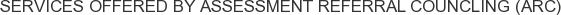 Services offered by Assessment Referral Councling (ARC)