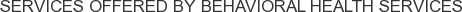 Services offered by Behavioral Health Services