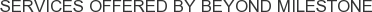 Services offered by Beyond Milestone