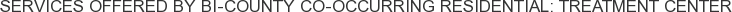 Services offered by Bi-County Co-Occurring Residential: Treatment Center