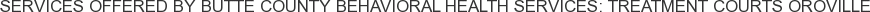 Services offered by Butte County Behavioral Health Services: Treatment Courts Oroville
