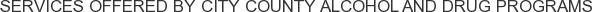 Services offered by City County Alcohol and Drug Programs