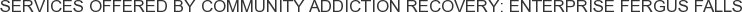 Services offered by Community Addiction Recovery: Enterprise Fergus Falls