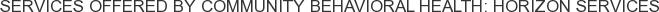 Services offered by Community Behavioral Health: Horizon Services