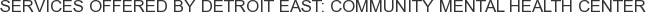 Services offered by Detroit East: Community Mental Health Center
