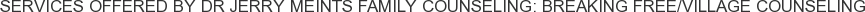 Services offered by Dr Jerry Meints Family Counseling: Breaking Free/Village Counseling