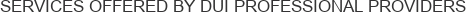 Services offered by DUI Professional Providers