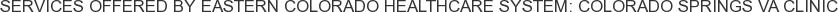 Services offered by Eastern Colorado Healthcare System: Colorado Springs VA Clinic