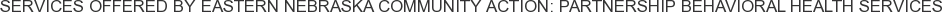 Services offered by Eastern Nebraska Community Action: Partnership Behavioral Health Services