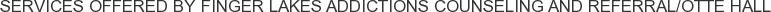 Services offered by Finger Lakes Addictions Counseling and Referral/Otte Hall