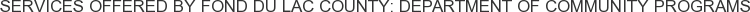 Services offered by Fond Du Lac County: Department of Community Programs