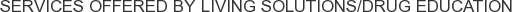 Services offered by Living Solutions/Drug Education