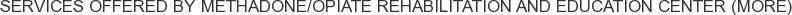Services offered by Methadone/Opiate Rehabilitation and Education Center (MORE)