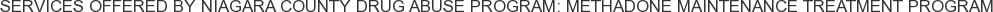 Services offered by Niagara County Drug Abuse Program: Methadone Maintenance Treatment Program