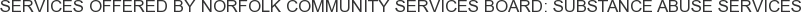 Services offered by Norfolk Community Services Board: Substance Abuse Services