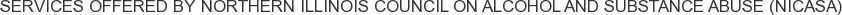 Services offered by Northern Illinois Council on Alcohol and Substance Abuse (NICASA)