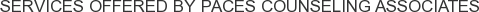 Services offered by Paces Counseling Associates
