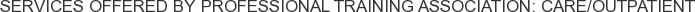 Services offered by Professional Training Association: CARE/Outpatient