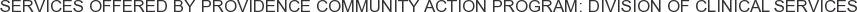 Services offered by Providence Community Action Program: Division of Clinical Services