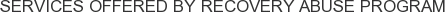 Services offered by Recovery Abuse Program