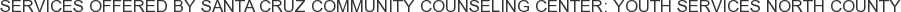 Services offered by Santa Cruz Community Counseling Center: Youth Services North County
