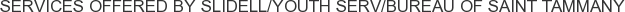 Services offered by Slidell/Youth Serv/Bureau of Saint Tammany