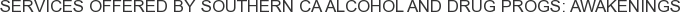 Services offered by Southern CA Alcohol and Drug Progs: Awakenings