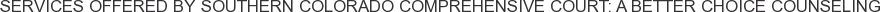Services offered by Southern Colorado Comprehensive Court: A Better Choice Counseling