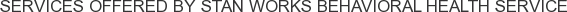 Services offered by Stan Works Behavioral Health Service