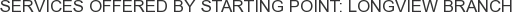Services offered by Starting Point: Longview Branch