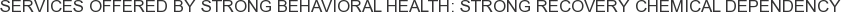 Services offered by Strong Behavioral Health: Strong Recovery Chemical Dependency