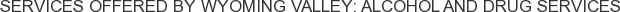 Services offered by Wyoming Valley: Alcohol and Drug Services